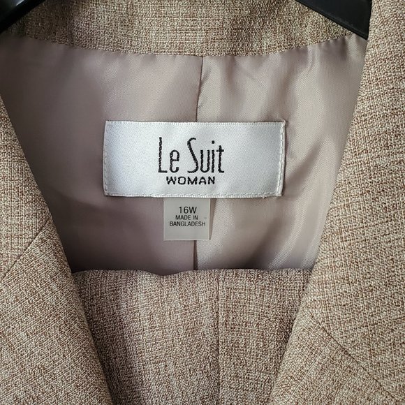 Le Suit Tan Pantsuit 16W - Picture 4 of 6